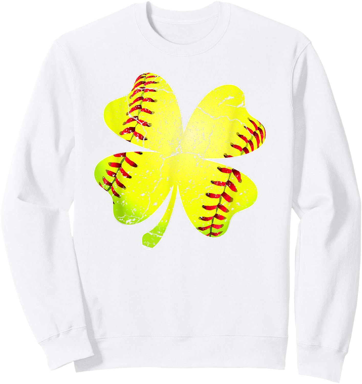 Funny Softball Shamrock St Patricks Day Softball Lover Sweatshirt - Sweatshirt | White