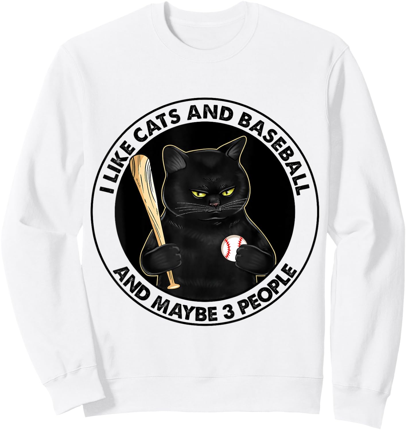 I Like Cats And Baseball Sweatshirt - Sweatshirt | White