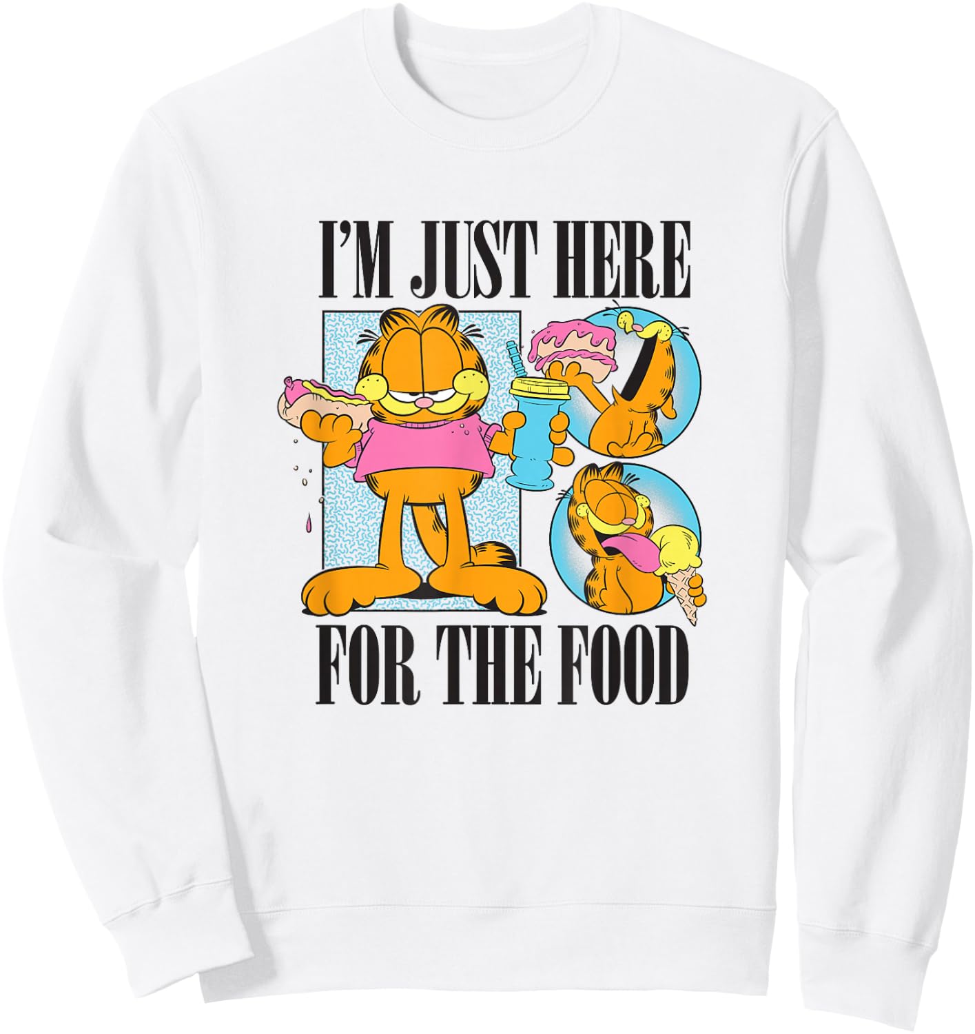 Garfield I'm Just Here For The Food Vintage Snack Panels Sweatshirt - Sweatshirt | White