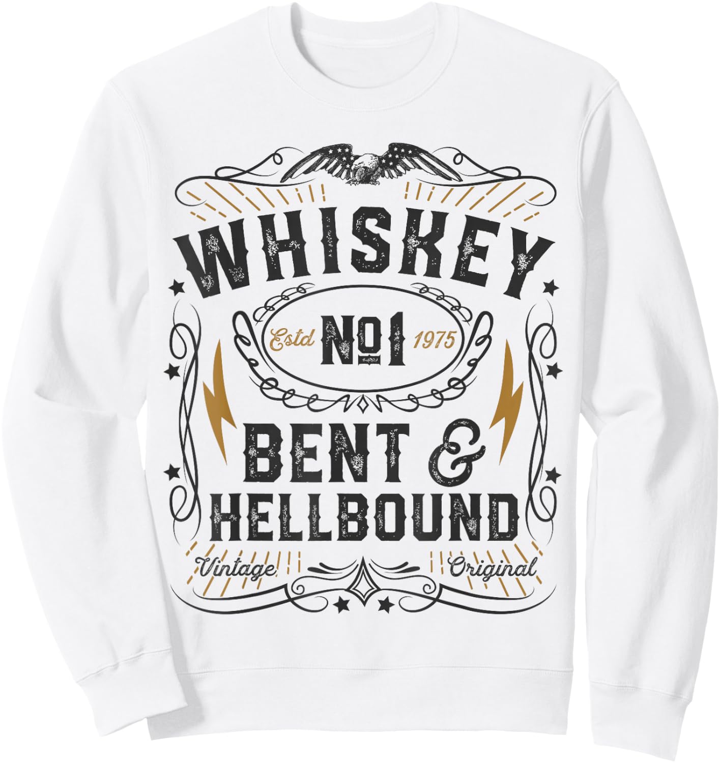 Whiskey Bent and Hellbound Country Music Biker Bourbon Gift Sweatshirt - Sweatshirt | White