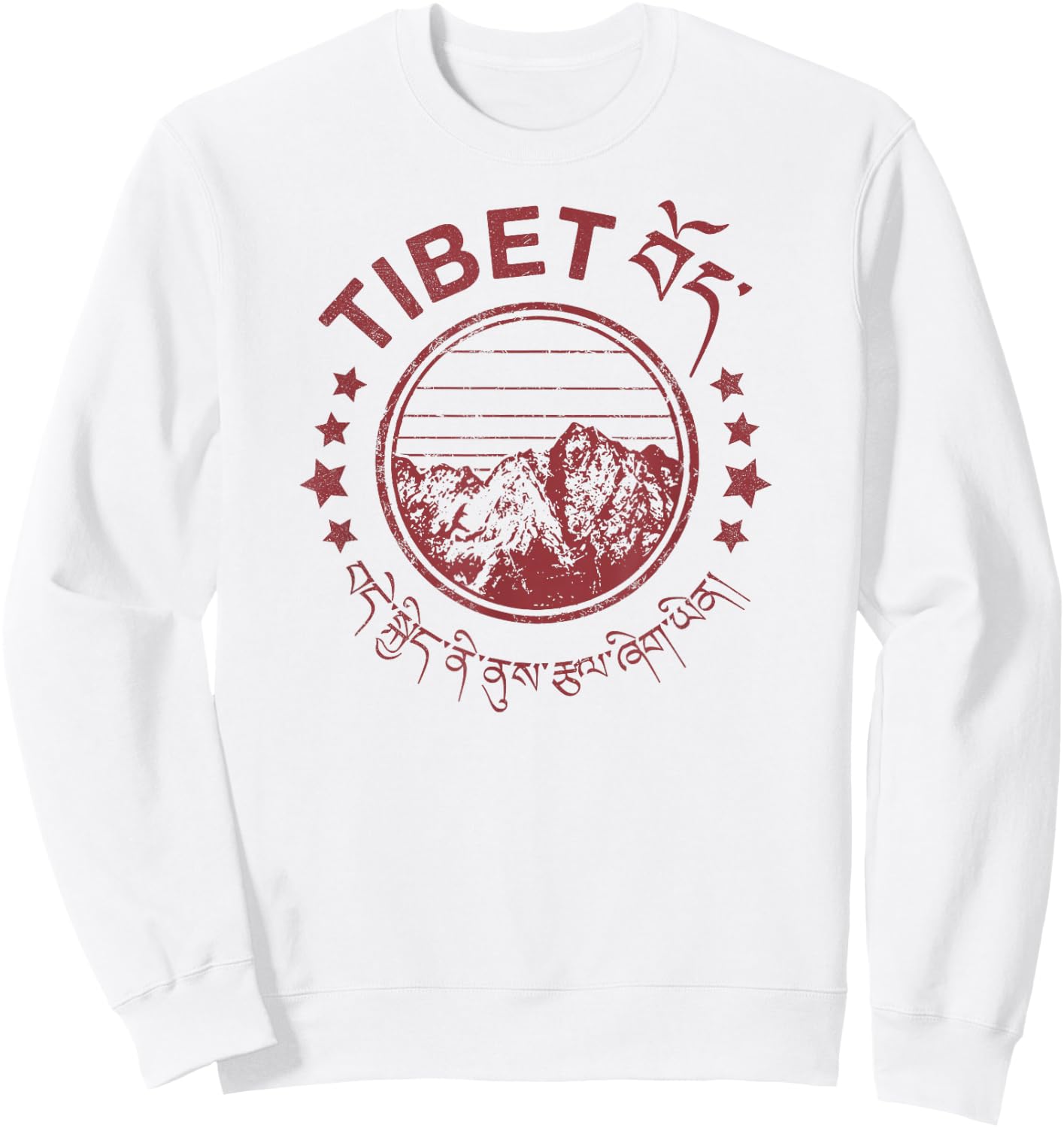 Tibet Vintage Mountains Tibetan Script Sweatshirt - Sweatshirt | White