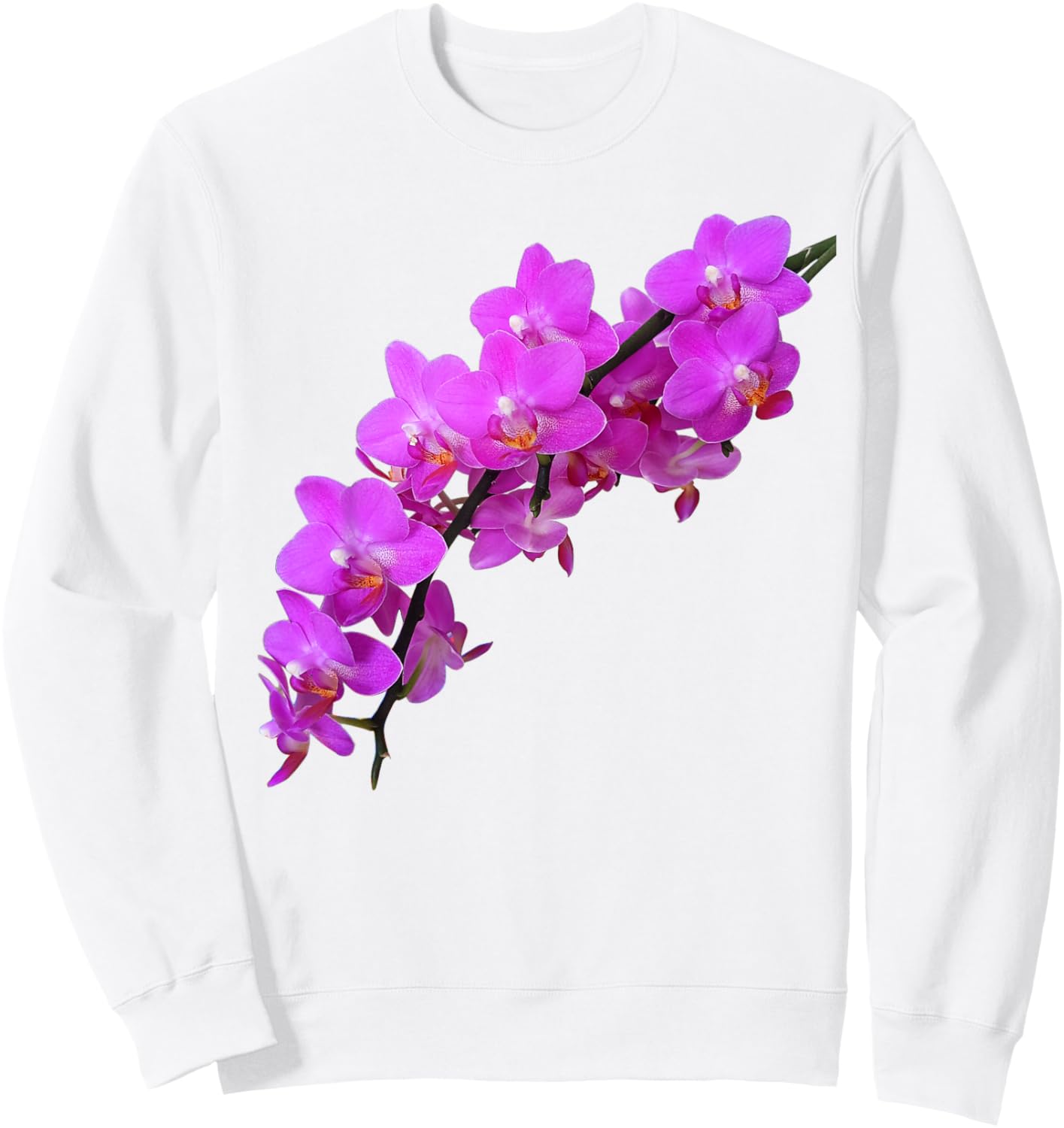 Branch of Pink Magenta Phalaenopsis Orchids 2 Shapes Mania Sweatshirt - Sweatshirt | White