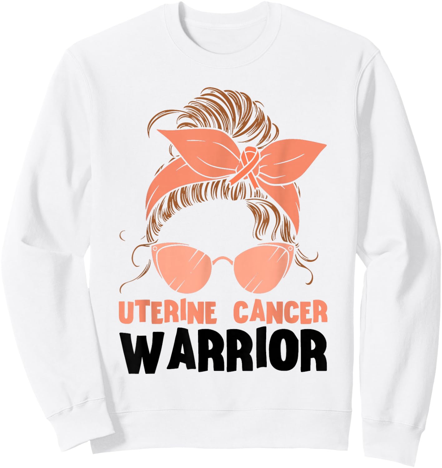 Uterine Cancer Warrior Messy Endometrial Cancer Awareness Sweatshirt - Sweatshirt | White
