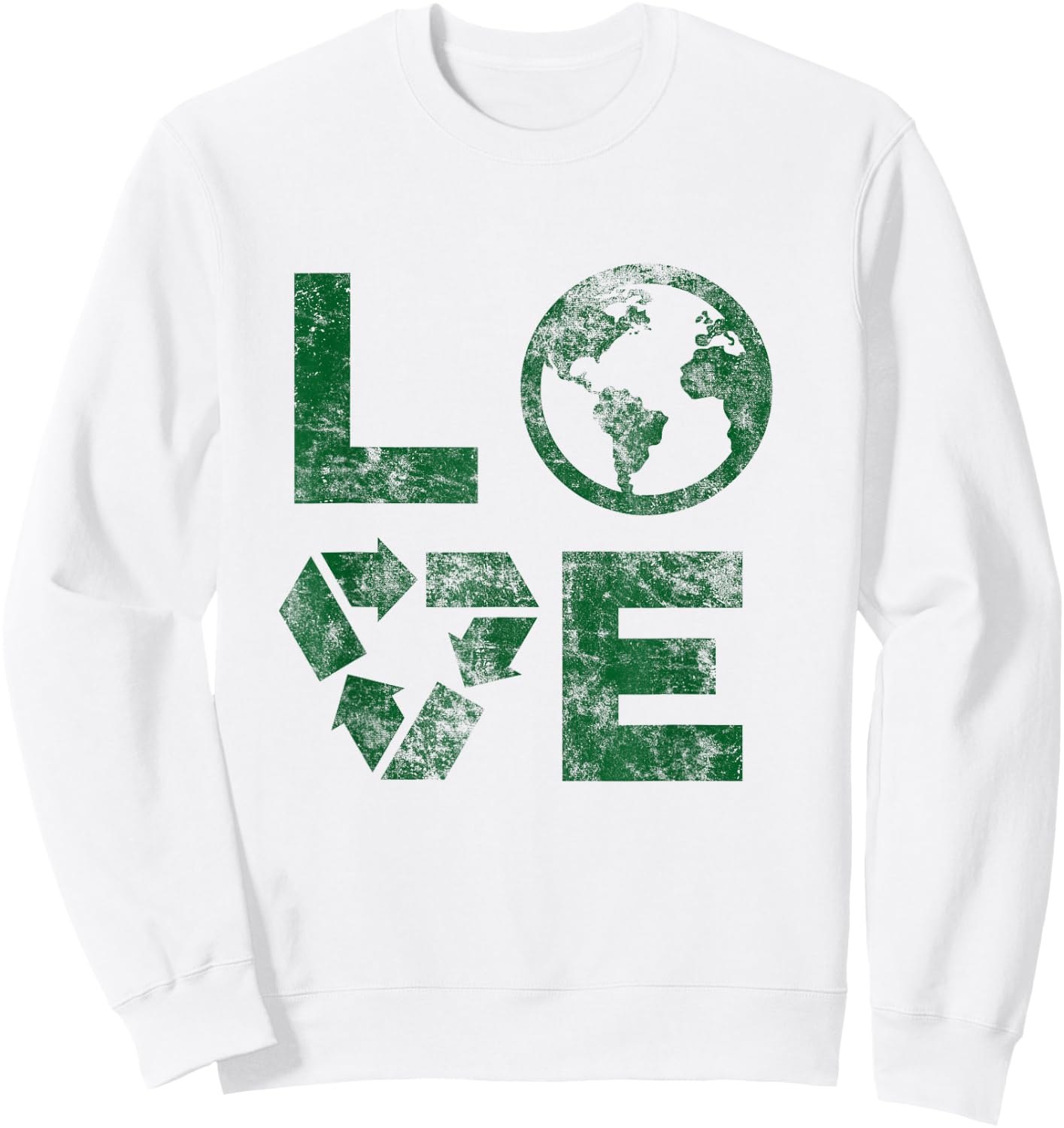 Liebe Earth Day 90s Vintage Recycled Children or Teachers Sweatshirt - Sweatshirt | White