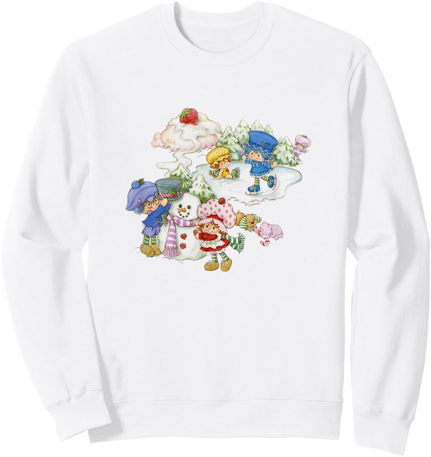 Strawberry Shortcake Christmas Playing On The Snow Portrait Sweatshirt - Sweatshirt | White