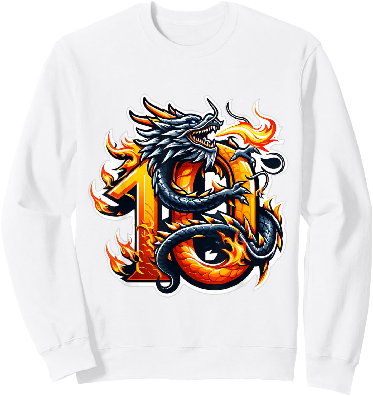 Turning 10 Years Old Dragon Birthday Party 10th Boy, Girl Sweatshirt - Sweatshirt | White