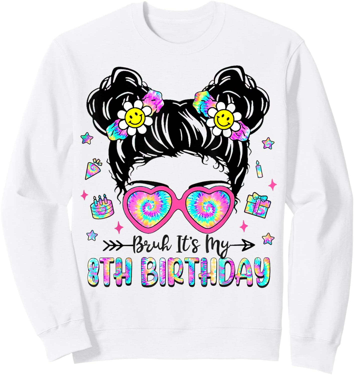 Bruh It's My 8th Birthday 8 Year Old Girls 8yr Birthday Girl Sweatshirt - Sweatshirt | White