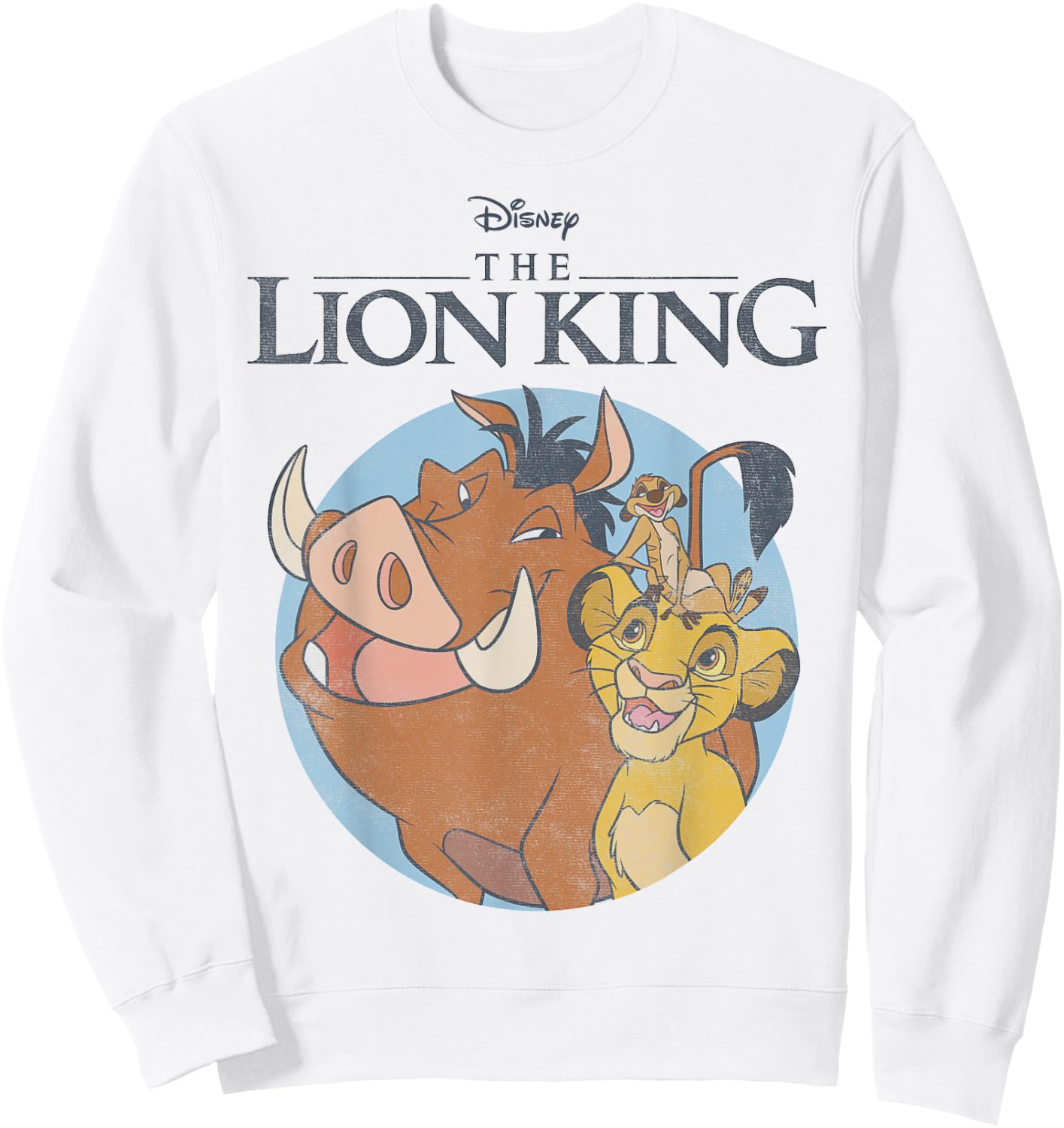 Disney The Lion King Timon Pumbaa & Simba Portrait Logo Sweatshirt - Sweatshirt | White