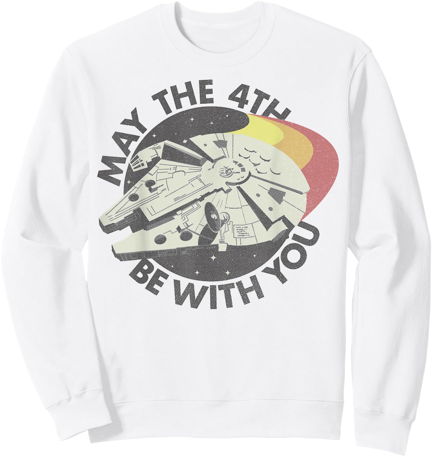 Star Wars Millennium Falcon Retro May The 4th Be With You Sweatshirt - Sweatshirt | White