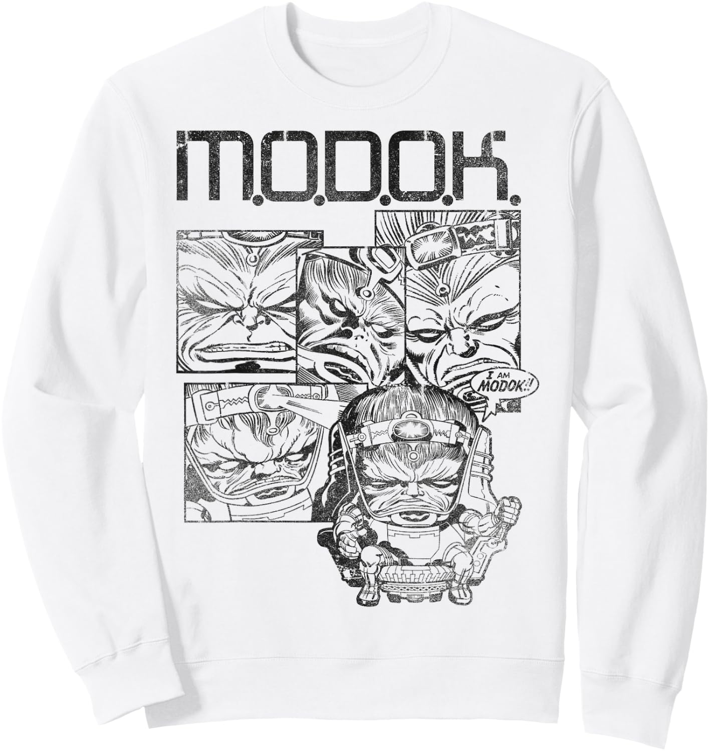 Marvel MODOK Black & White Comic Panels Sweatshirt - Sweatshirt | White