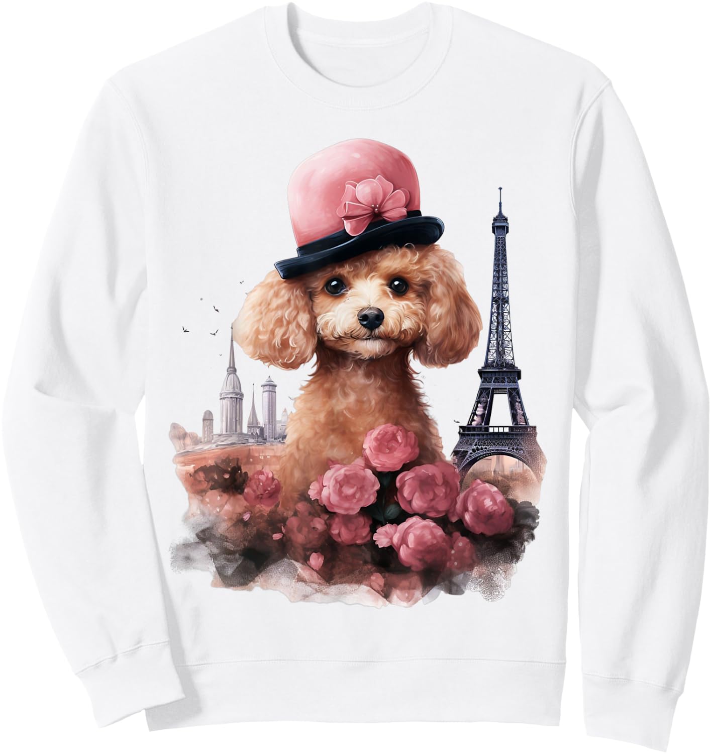 Cute French Paris Eiffel Tower Toy Poodle Parisian Poodles Sweatshirt - Sweatshirt | White
