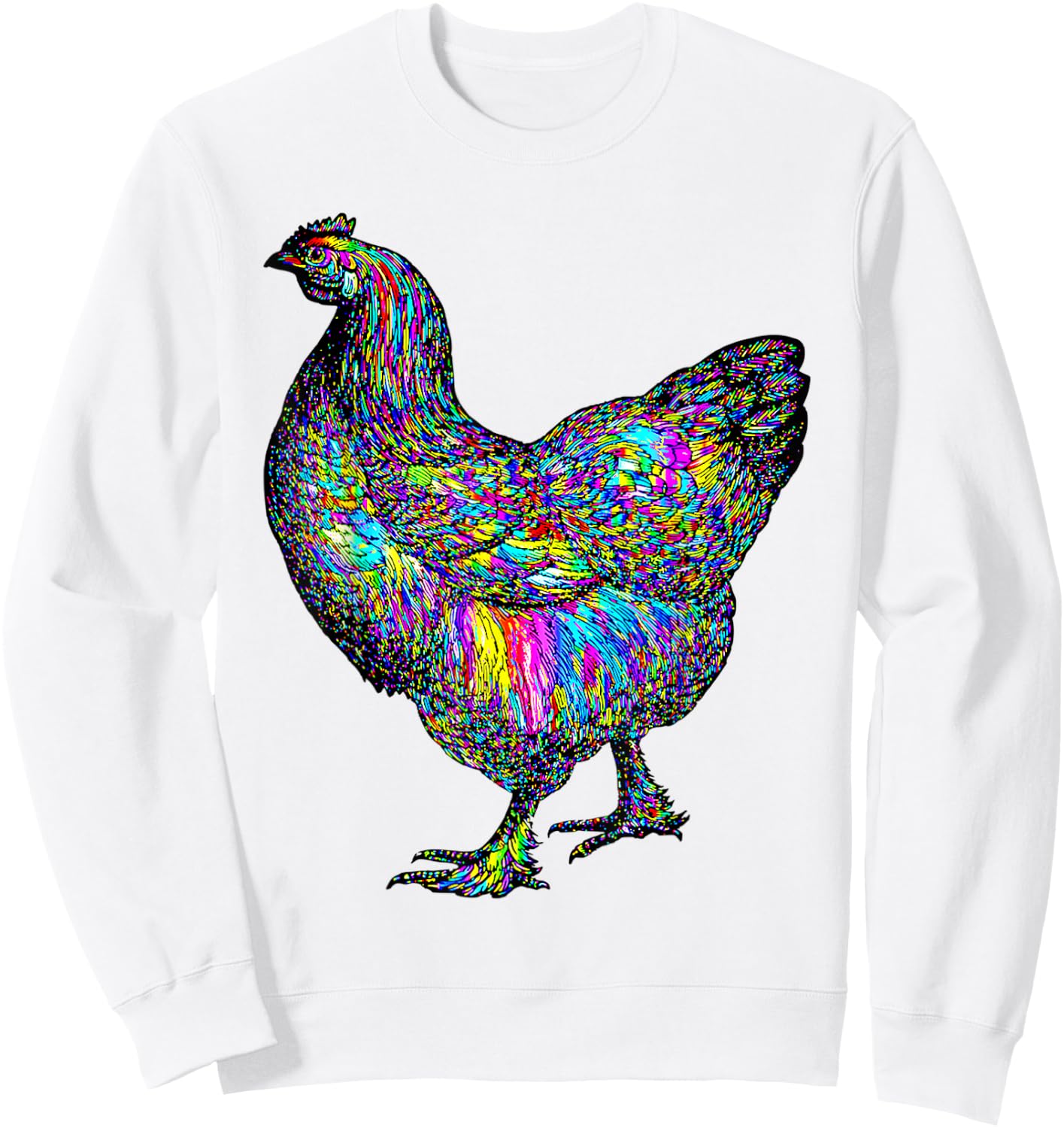 Psychedelic Chicken Bird Sweatshirt - Sweatshirt | White