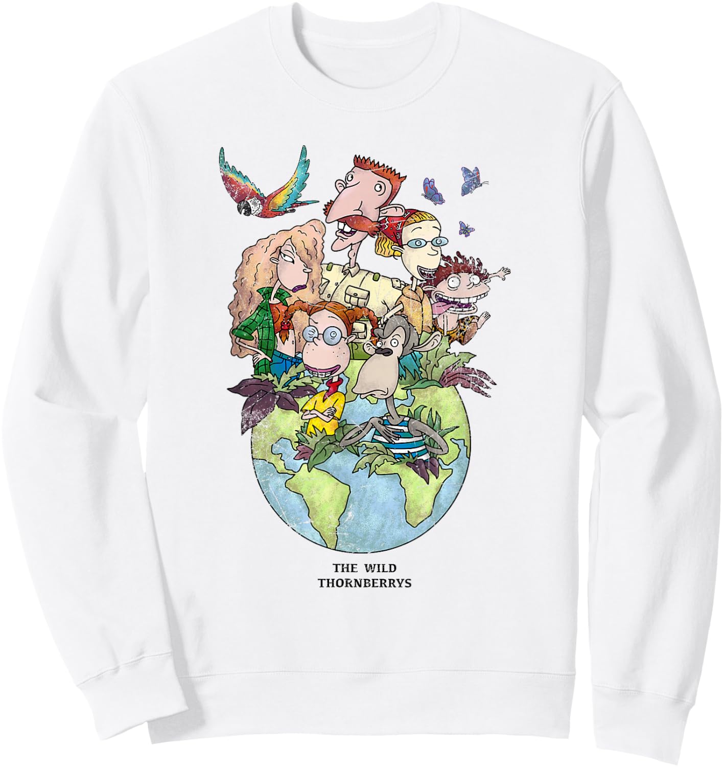 The Wild Thornberry's Earth Day Distressed Group Shot Sweatshirt - Sweatshirt | White