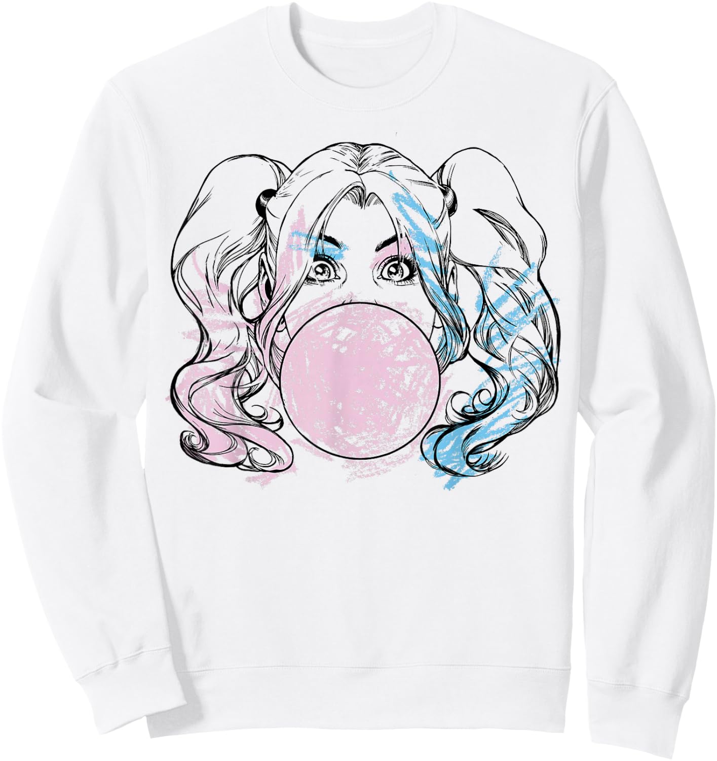 DC Comics Batman Harley Quinn Crayon Outline Small Sweatshirt - Sweatshirt | White