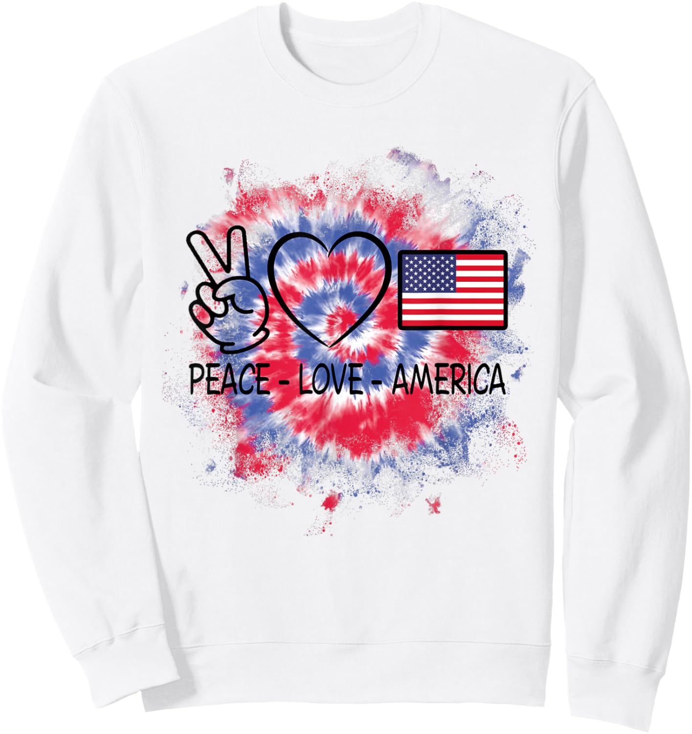Peace Love America Tie Dye 4th Of July Shirts Kids Girls Sweatshirt - Sweatshirt | White