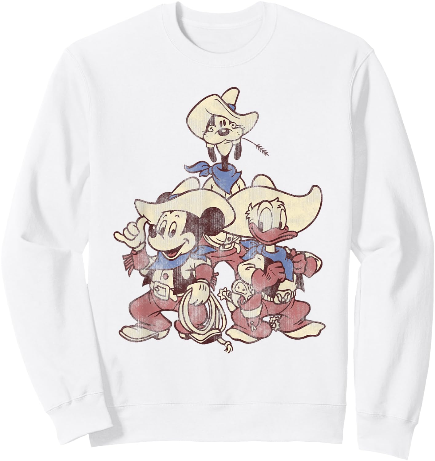 Disney Mickey and Friends Vintage Cowboy Western Group Sweatshirt - Sweatshirt | White