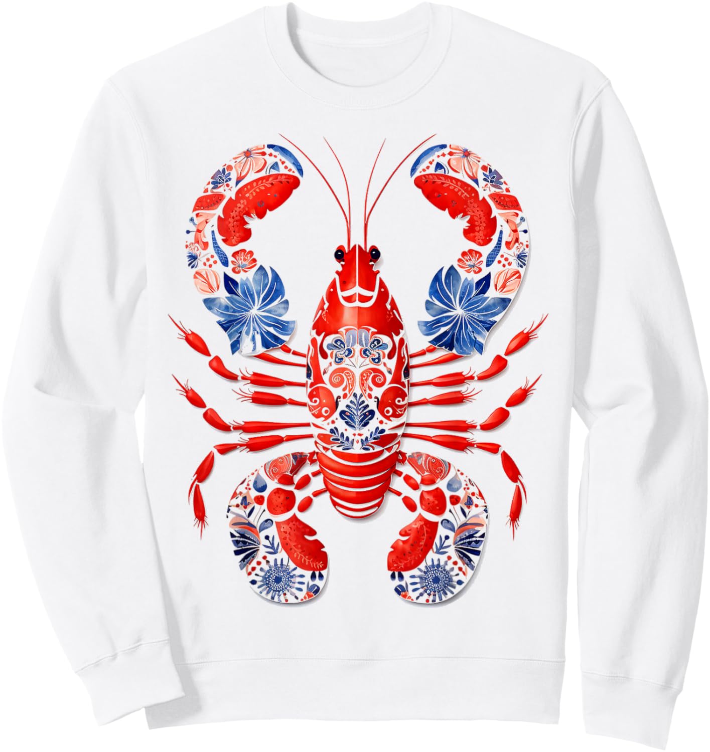Lobster Animal Print Motif Nature Portrait Lobster Sweatshirt - Sweatshirt | White