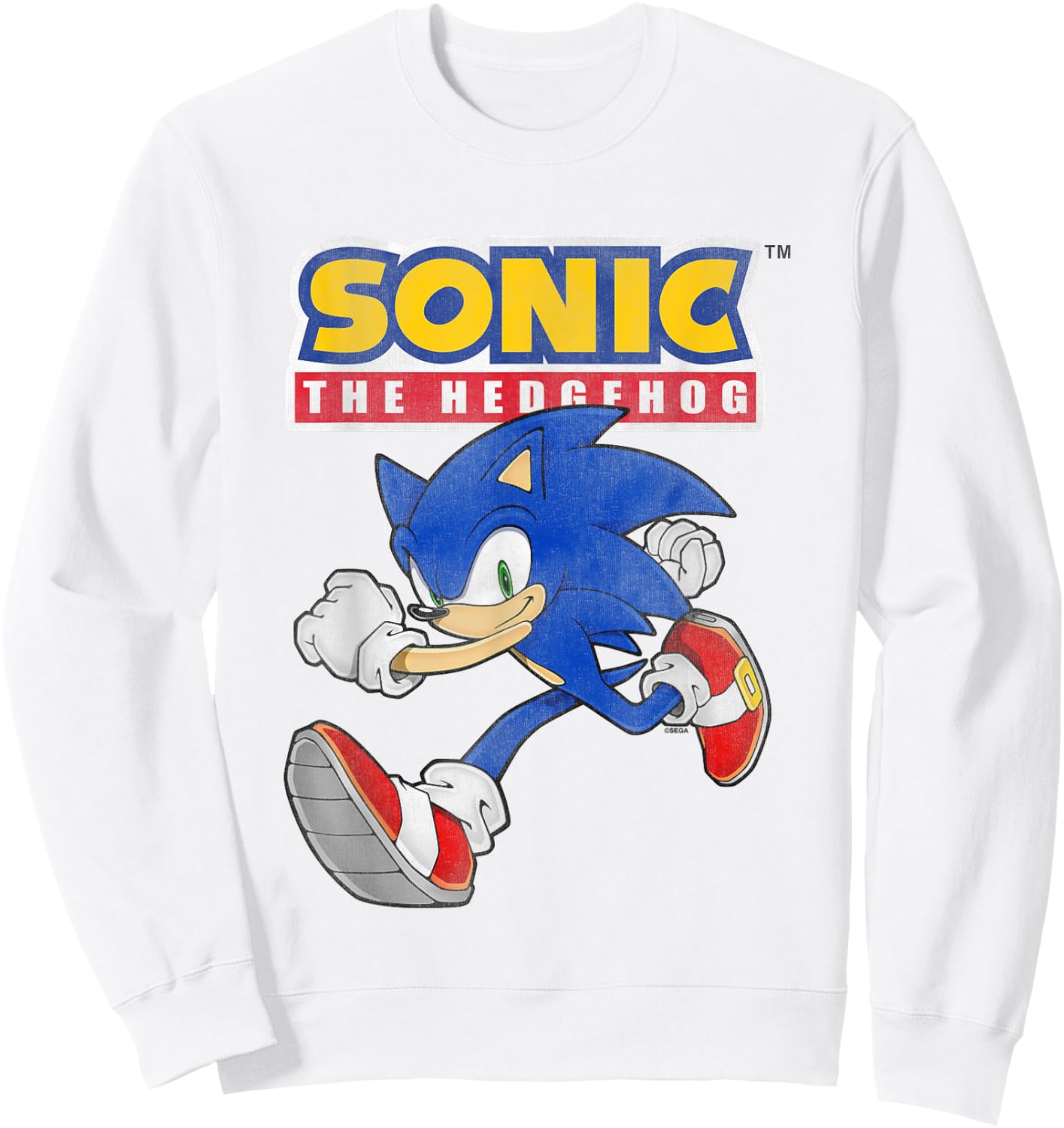 Sonic The Hedgehog Running Sonic Cool Portrait Vintage Sweatshirt - Sweatshirt | White