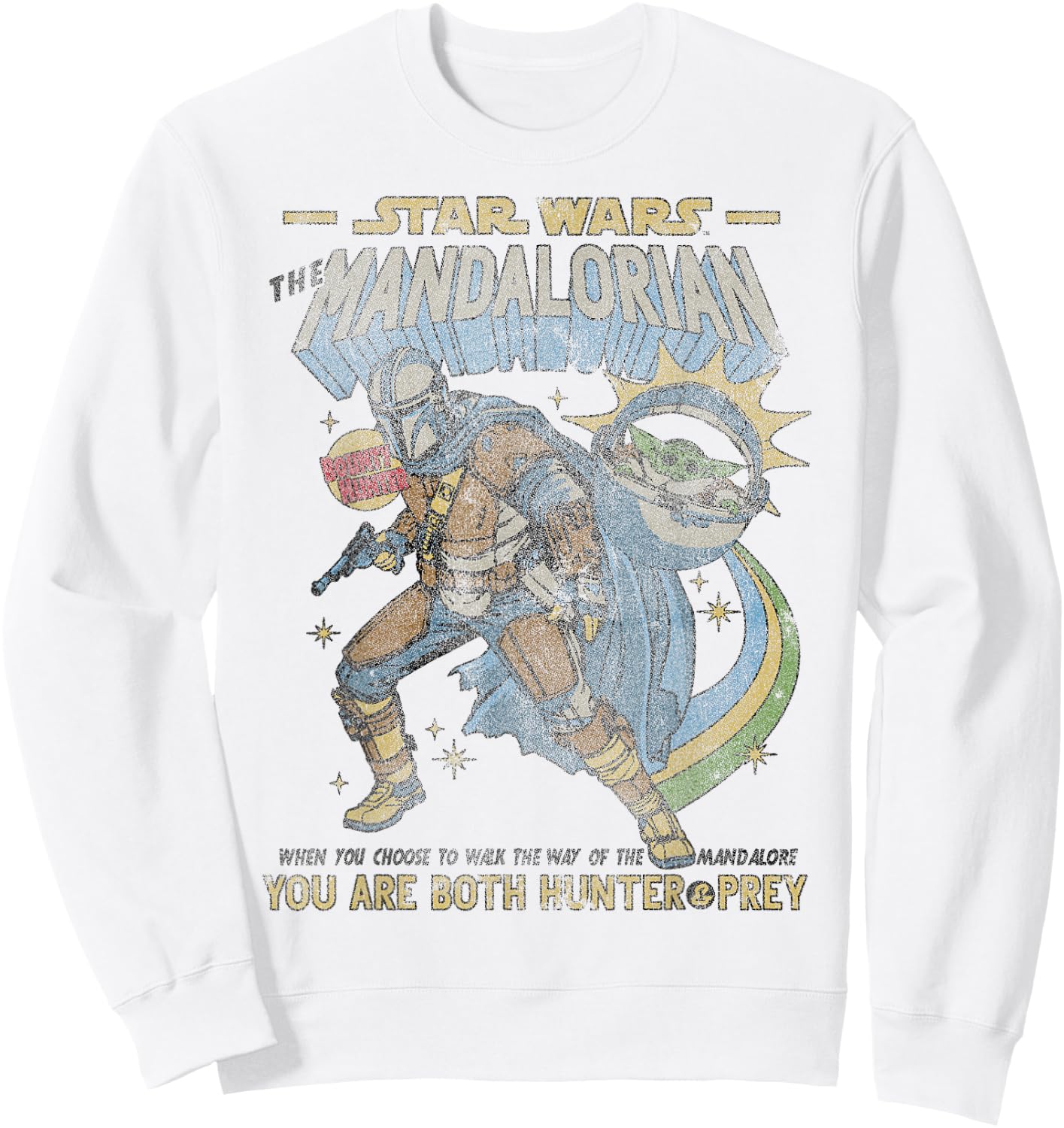 Star Wars Mandalorian Comic Poster Sweatshirt - Sweatshirt | White