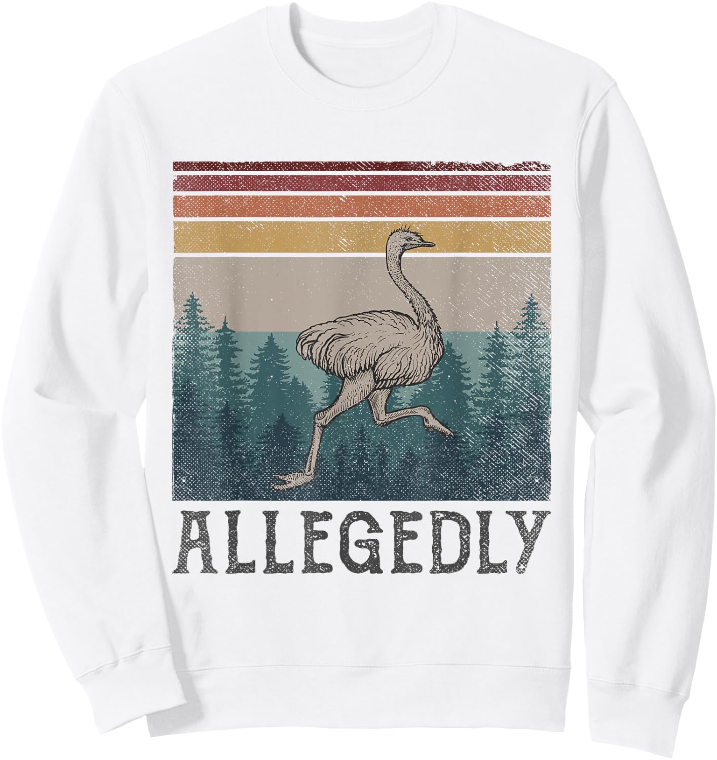 Allegedly Ostrich Vintage Retro Funny Bird Lover Sweatshirt - Sweatshirt | White