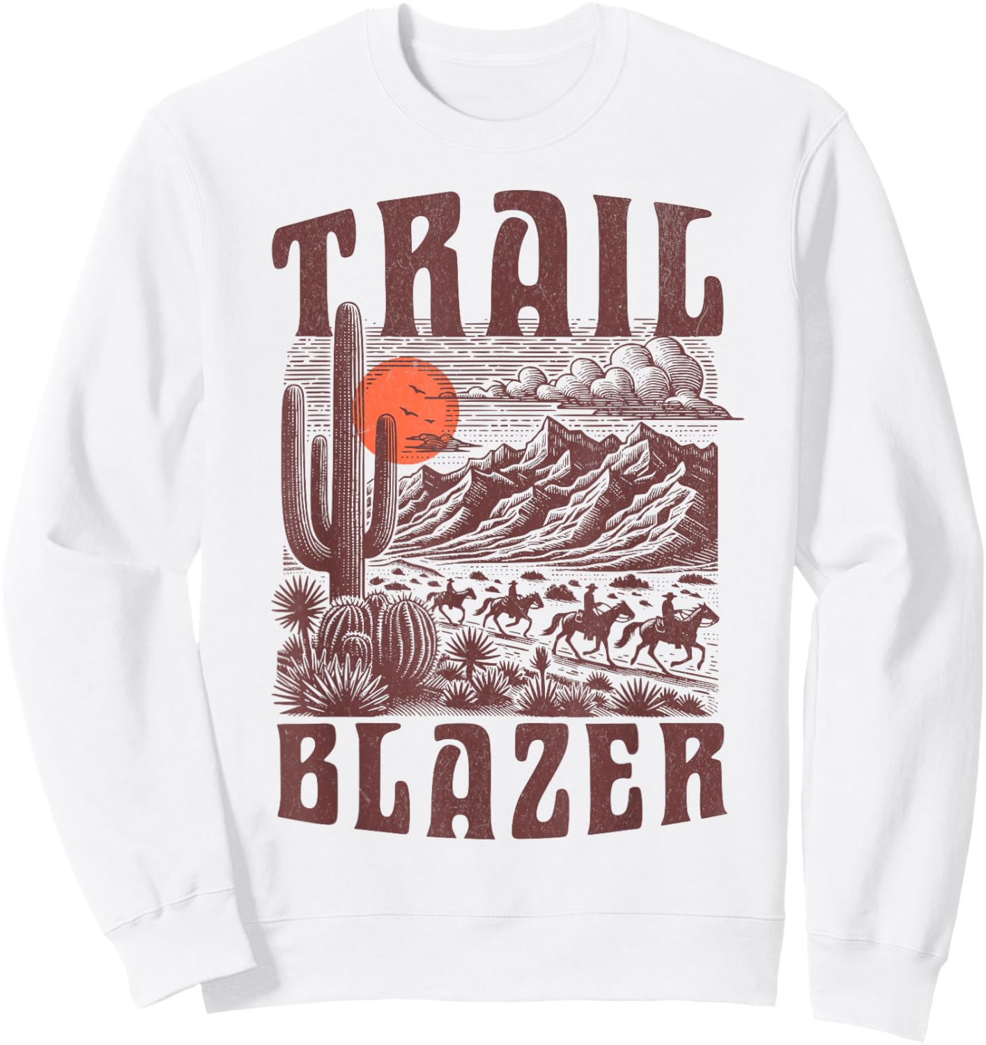 Vintage Western Neutral Horse Cowboy Cowgirl Trail Blazer Sweatshirt - Sweatshirt | White