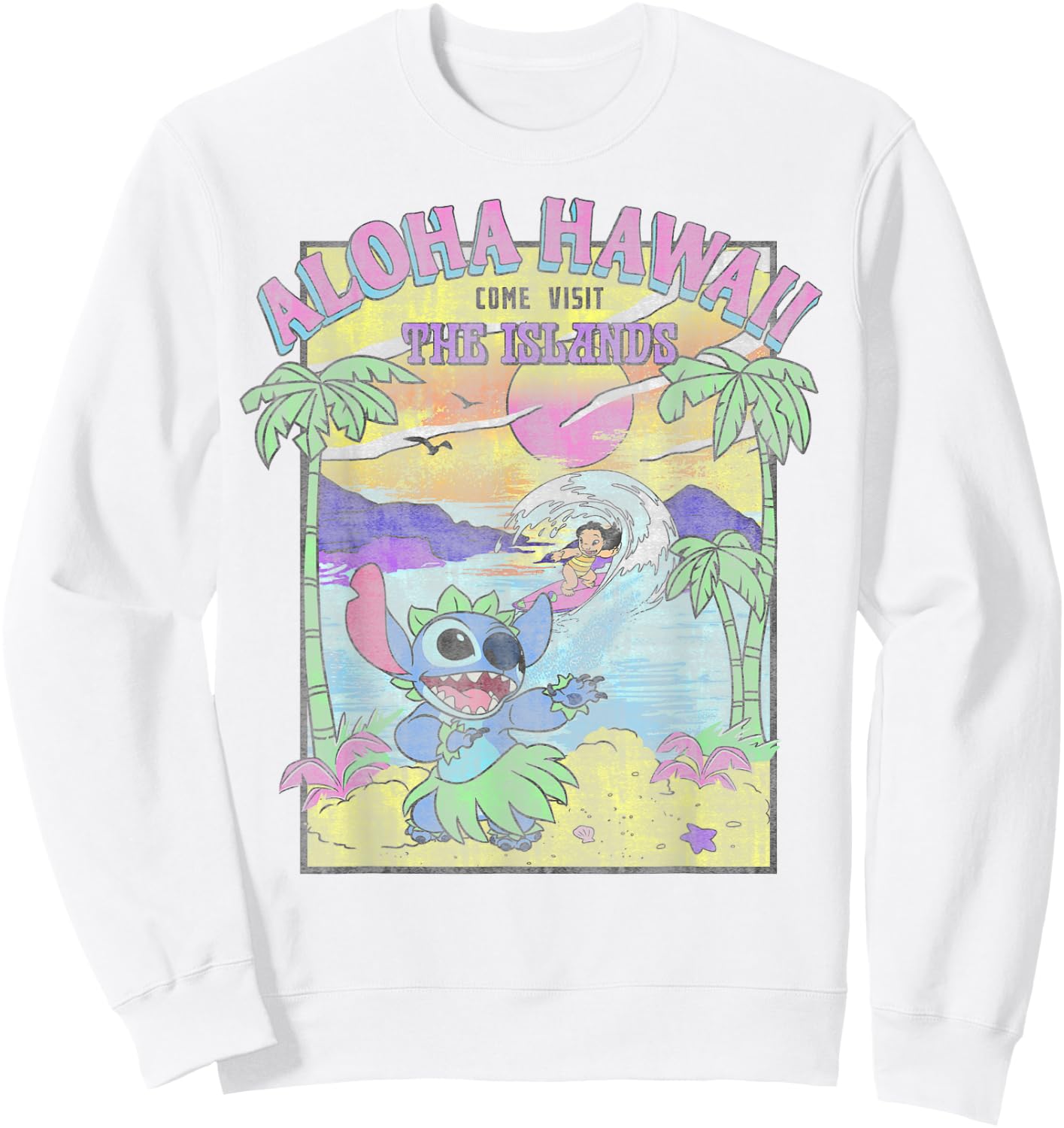 Disney Lilo & Stitch Aloha Hawaii Come Visit The Islands Sweatshirt - Sweatshirt | White