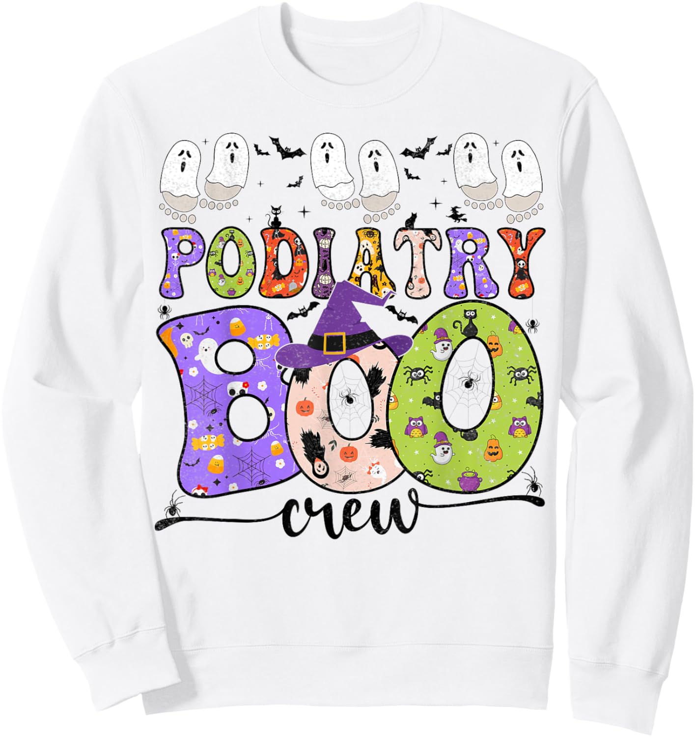 Halloween Foot Doctor Podiatrist Podiatry Boo Crew Ghost Sweatshirt - Sweatshirt | White