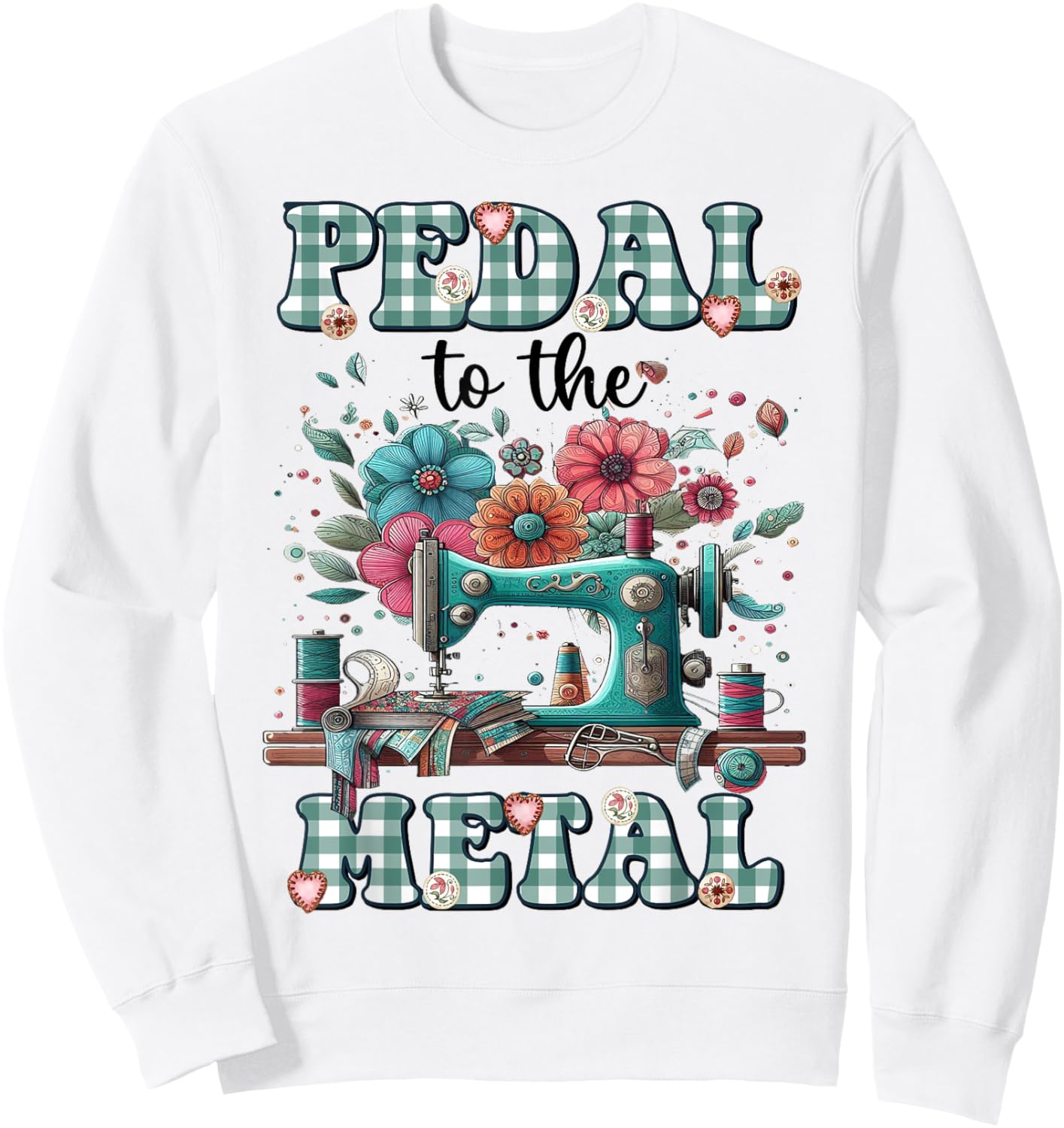 Quilting Sewing Pedal To The Metal Sweatshirt - Sweatshirt | White