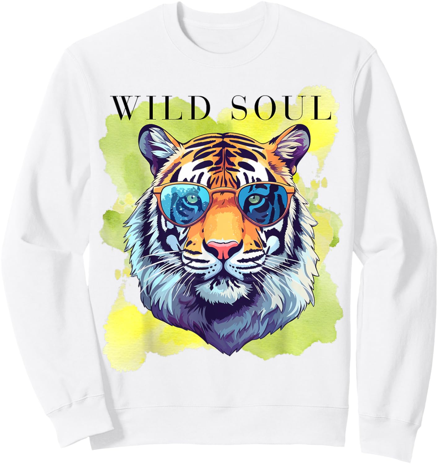 Wild Soul Watercolor Tiger Free Spirit Tiger Lover Design Sweatshirt - Sweatshirt | White