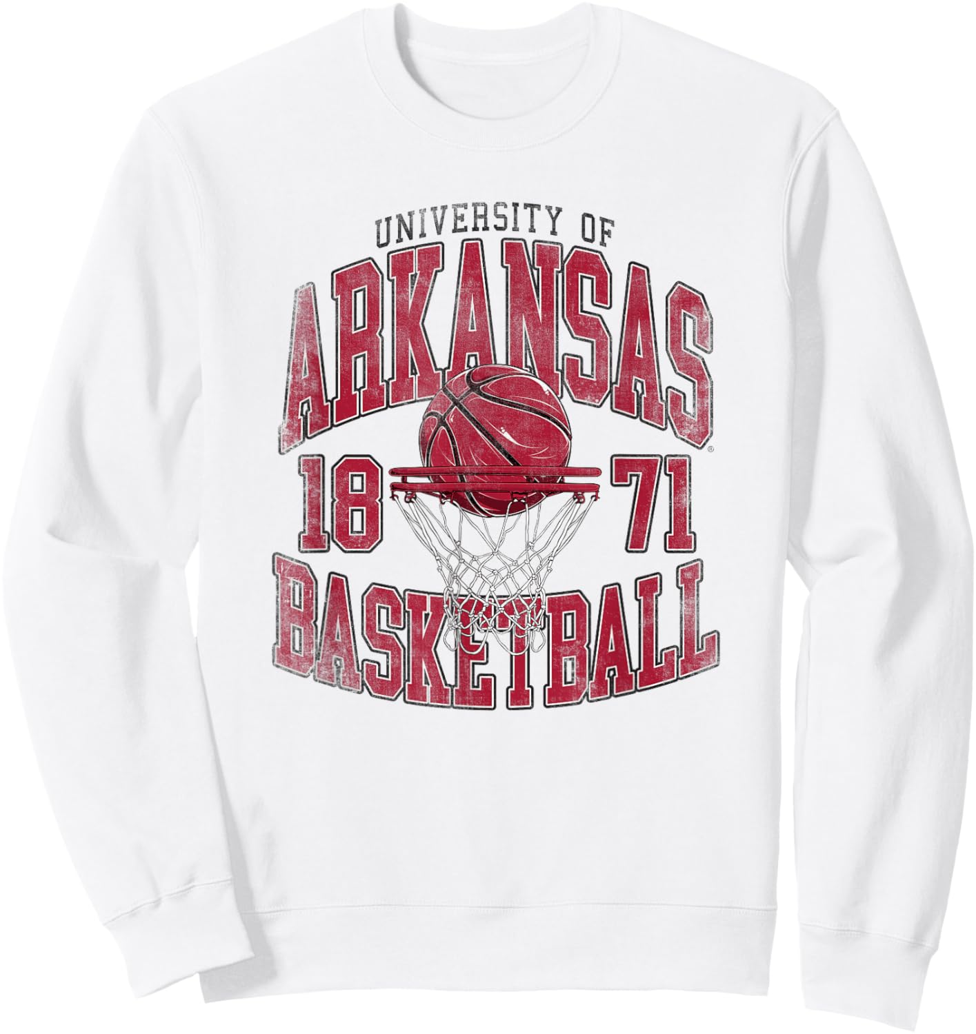 University of Arkansas Razorbacks Collegiate Basketball Hoop Sweatshirt - Sweatshirt | White