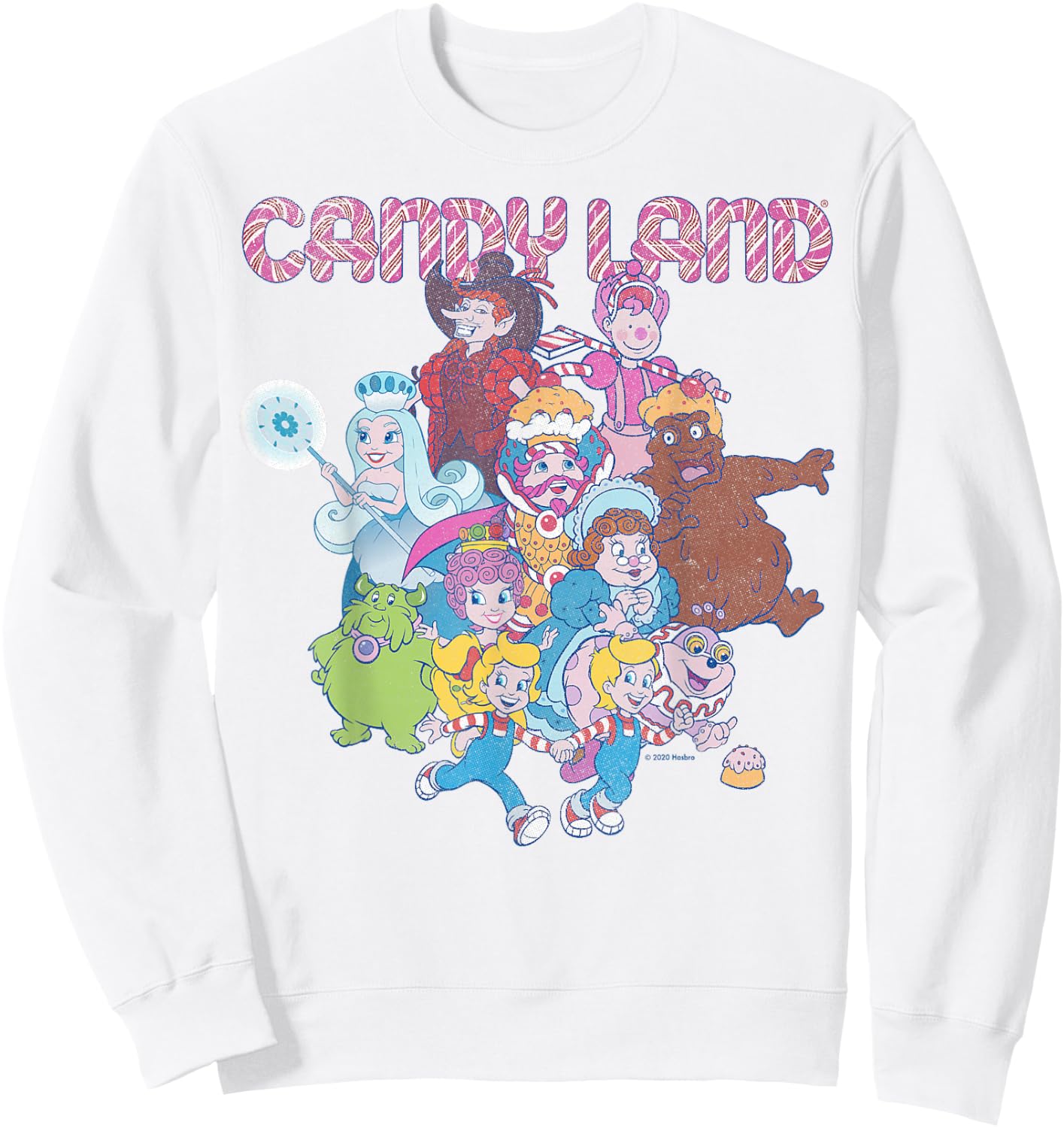 Candy Land Retro Game Characters Group Shot Logo Sweatshirt - Sweatshirt | White