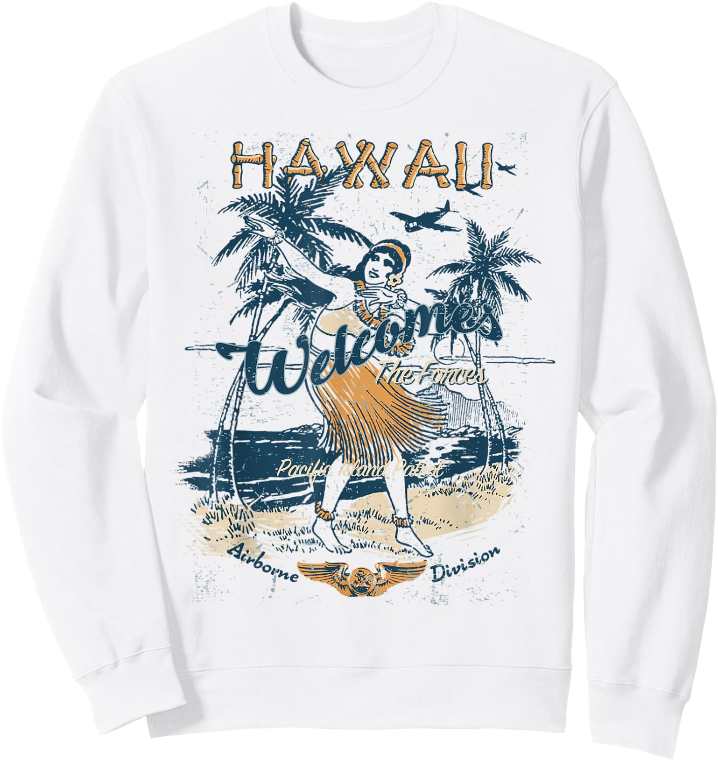 Hawaii Welcomes The Forces Summer Vibes Beach Aloha Patriot Sweatshirt - Sweatshirt | White