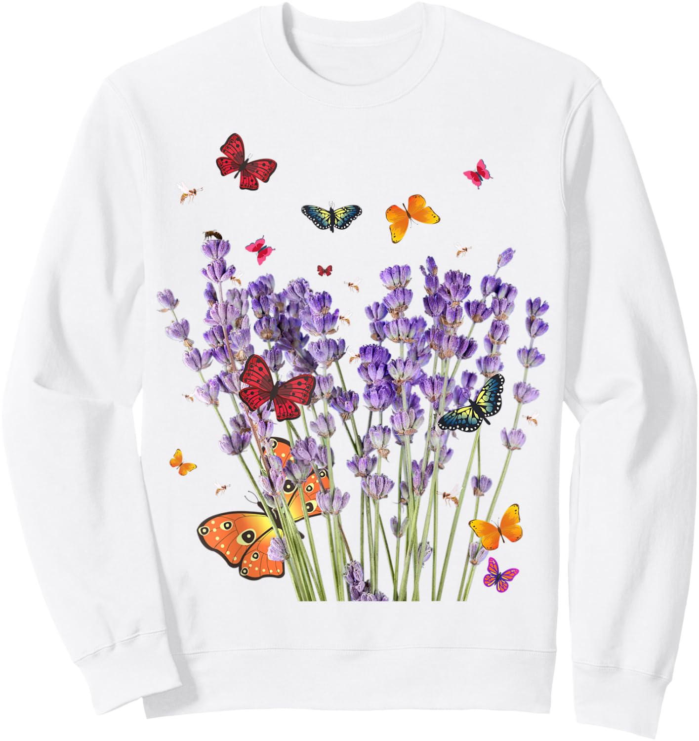 Beautiful Butterflies & Lavender . Vintage & Graphic. Sweatshirt - Sweatshirt | White