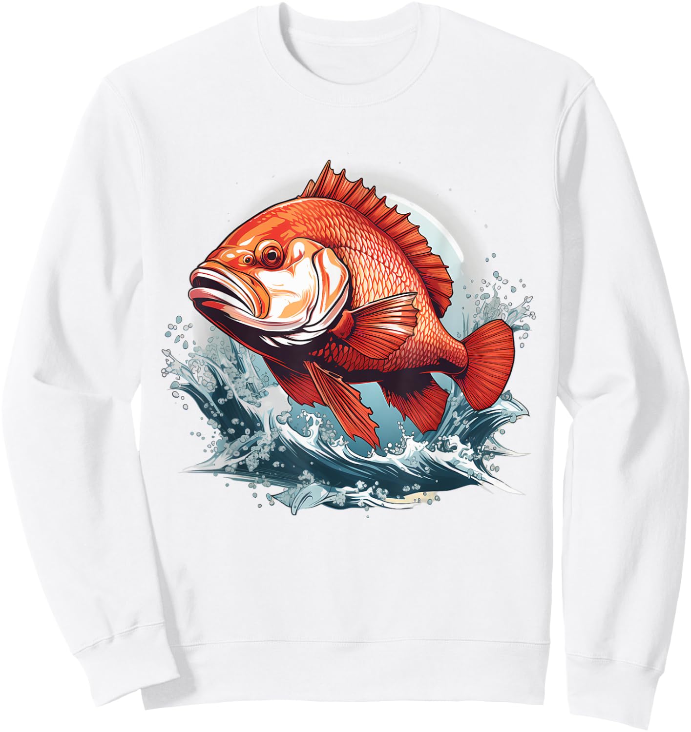 Retro Style Red Snapper Sweatshirt - Sweatshirt | White