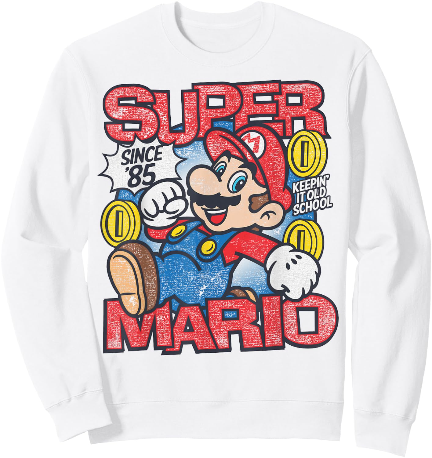 Super Mario Bros Mushroom Kingdom Since '85 Vintage Sweatshirt - Sweatshirt | White