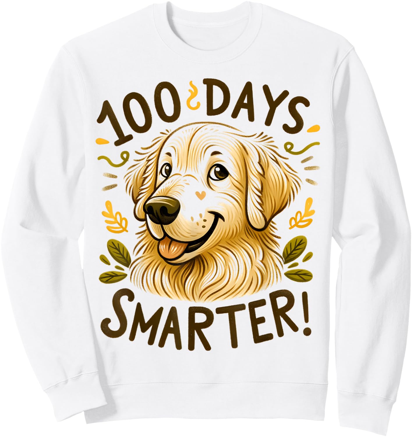 100 Days Of School Golden Retriever Dog 100th Day Of School Sweatshirt - Sweatshirt | White