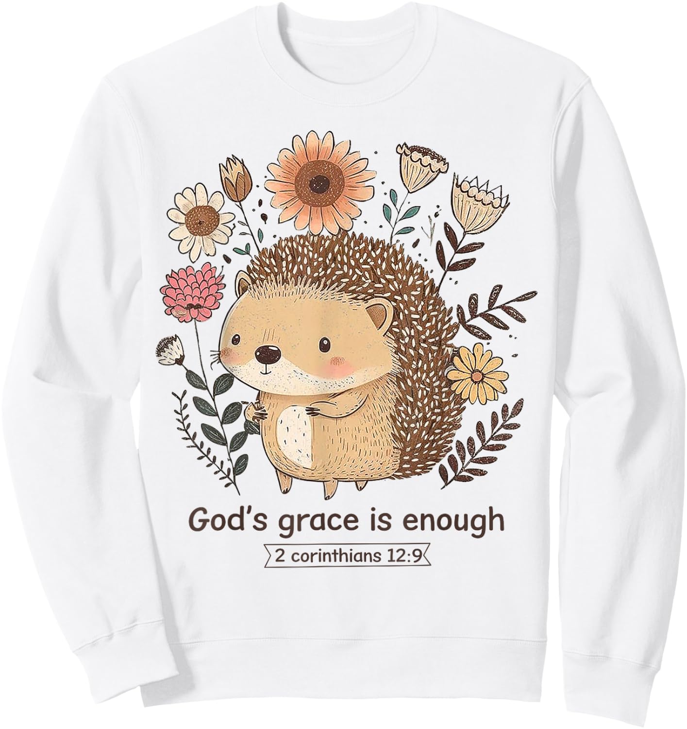 Hedgehog God's Grace Is Enough Sweatshirt - Sweatshirt | White