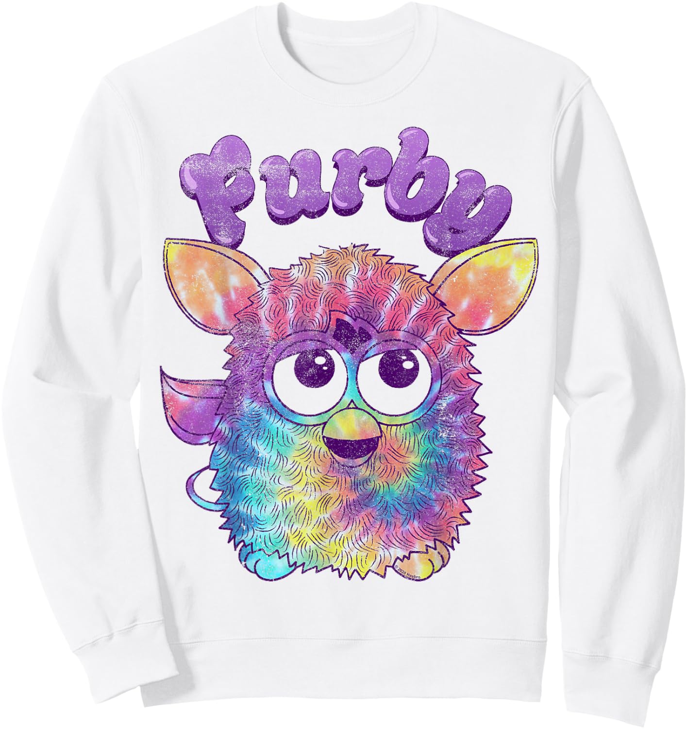 Furby Tie Dyed Cute Portrait Logo Sweatshirt - Sweatshirt | White