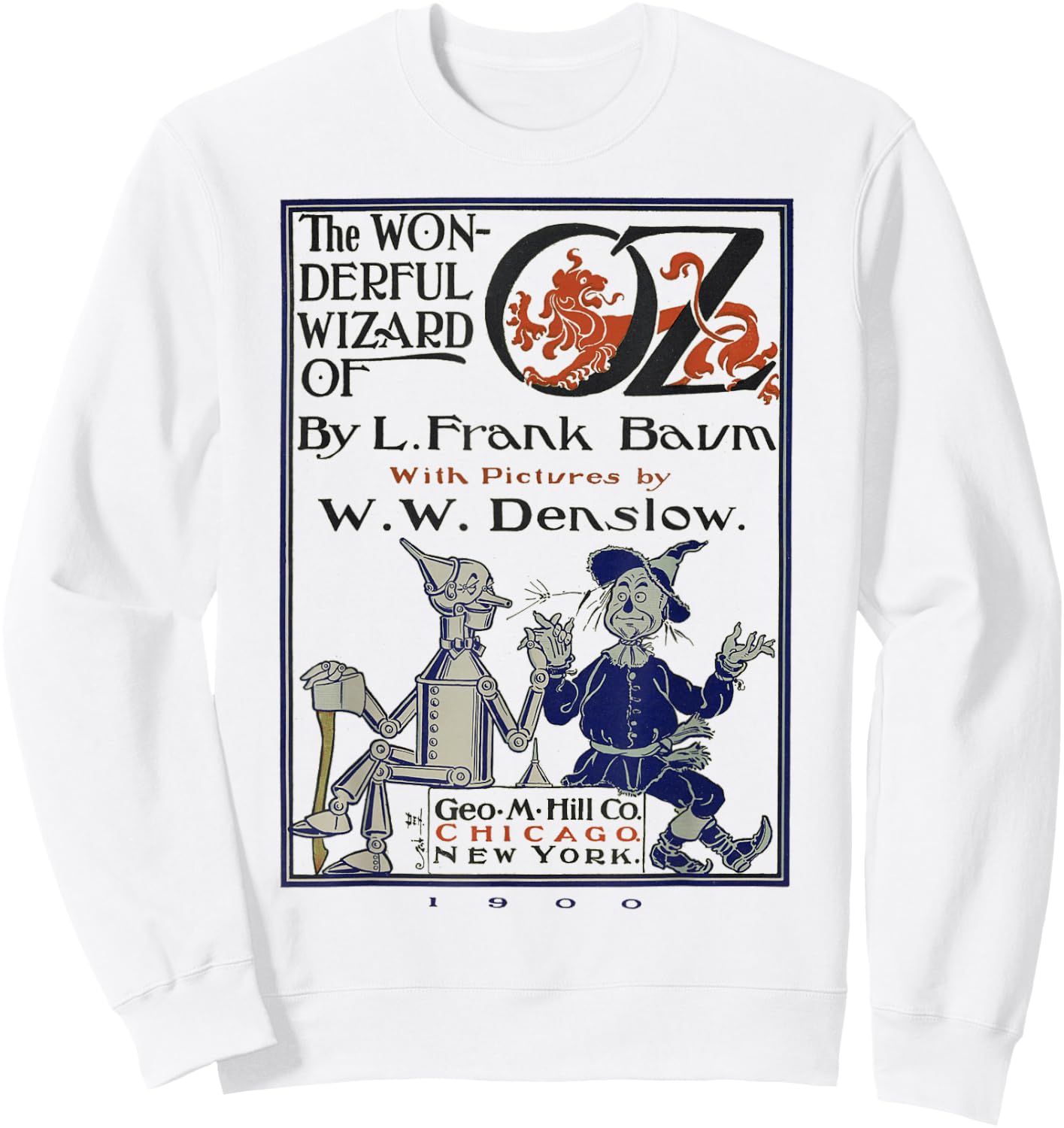 Wizard of OZ Gifts Tin Man Scarecrow Wizard of OZ Book Sweatshirt - Sweatshirt | White