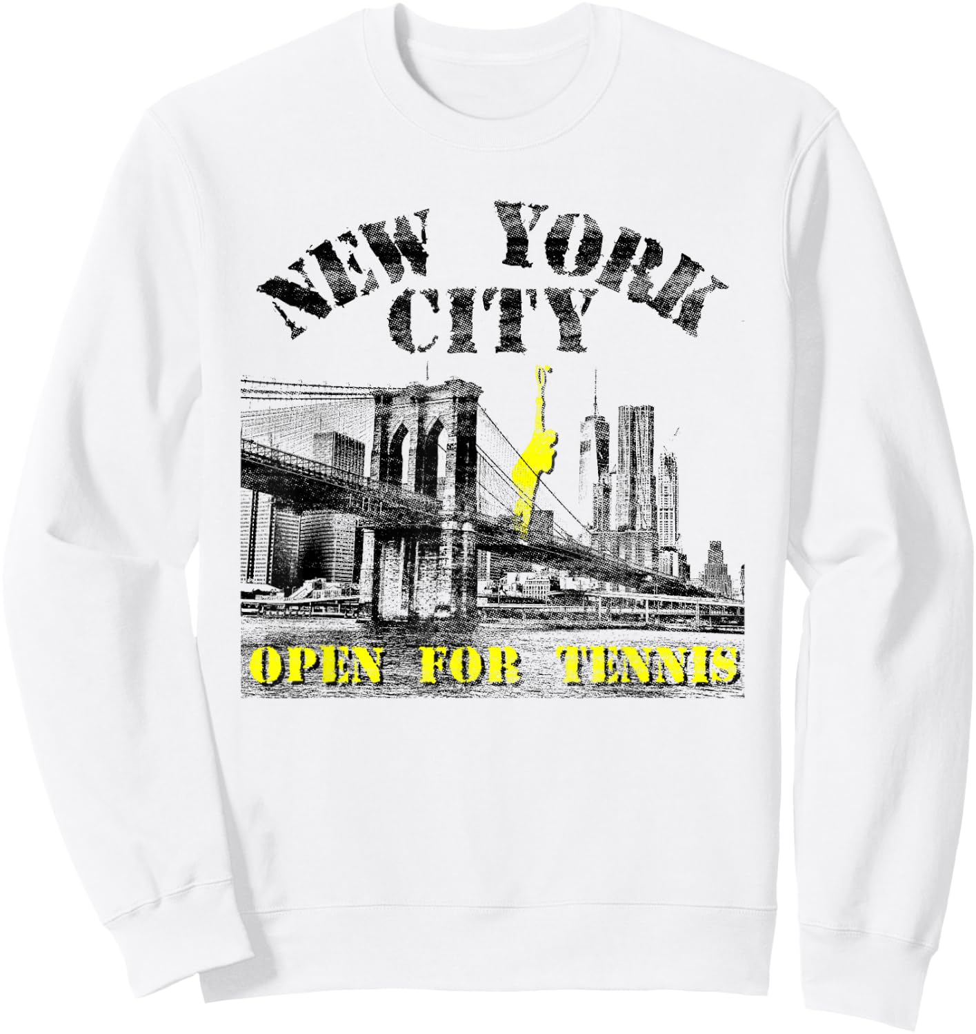 New York City Open for Tennis | Vintage Look | NYC Skyline Sweatshirt - Sweatshirt | White