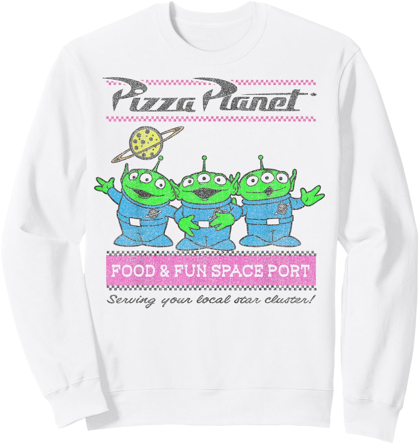 Disney Pixar Toy Story Aliens Pizza Planet Pastel Logo Sweatshirt - Sweatshirt | White