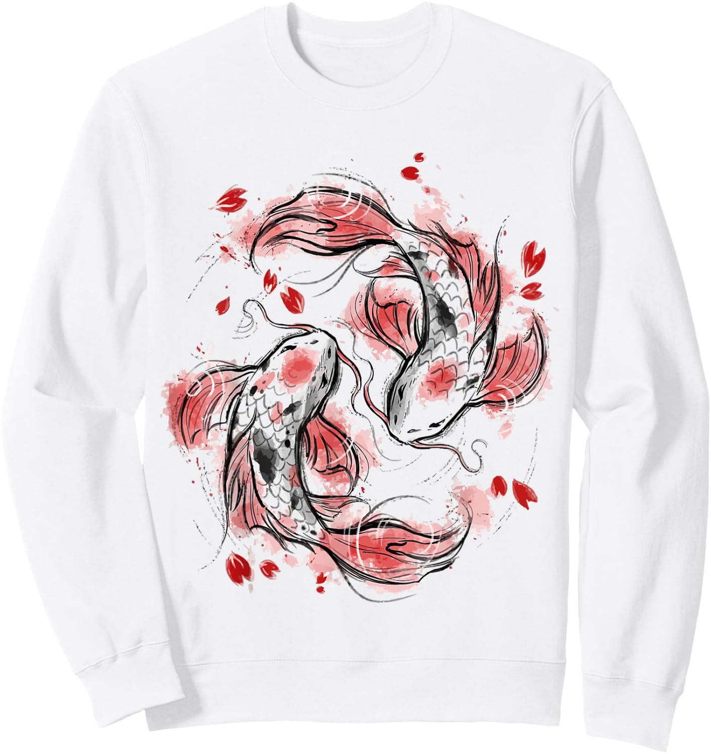 Japanese Asian Koi Fish Carp Nishikigoi Fish Sweatshirt - Sweatshirt | White