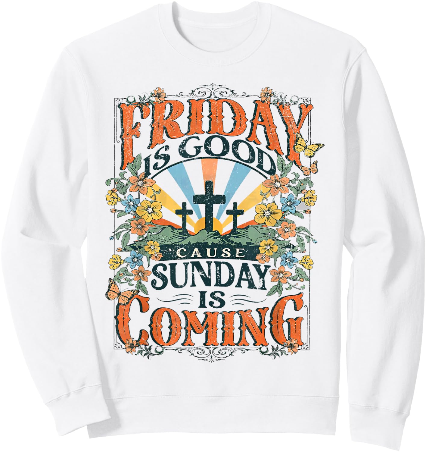 He Is Risen Jesus Christian Bible Quote Easter Good Friday Sweatshirt - Sweatshirt | White