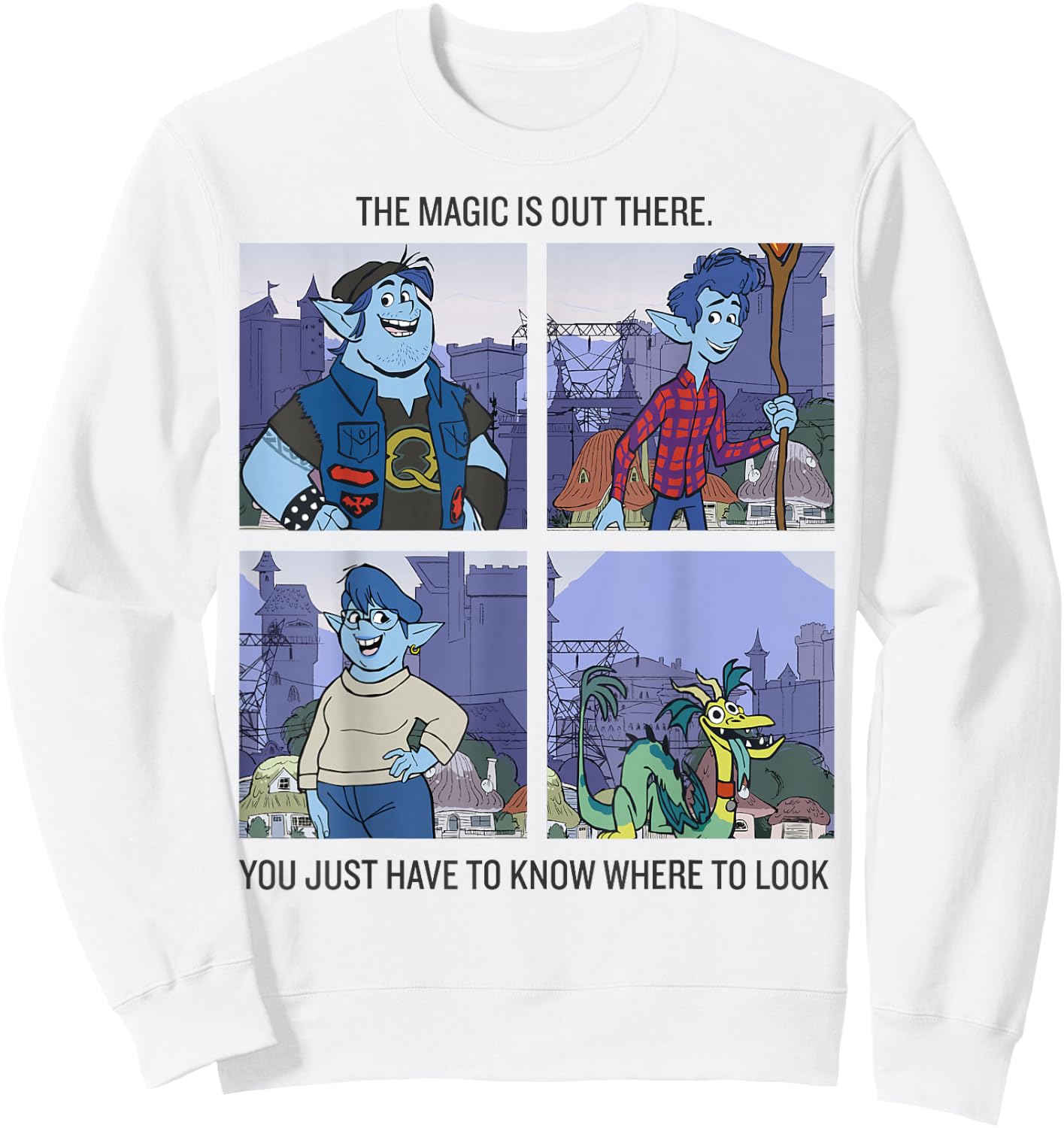Disney Pixar Onward The Magic Is Out There Panels Sweatshirt - Sweatshirt | White