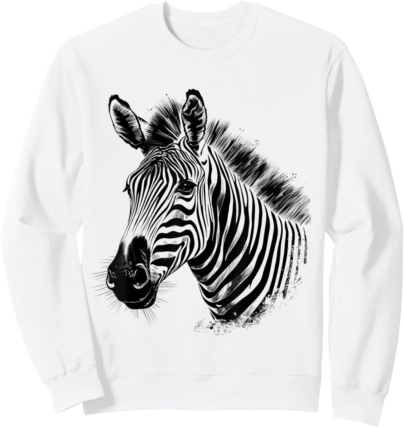 Zebra Wildlife Drawing Animal Print Motif Wildlife Artwork Sweatshirt - Sweatshirt | White