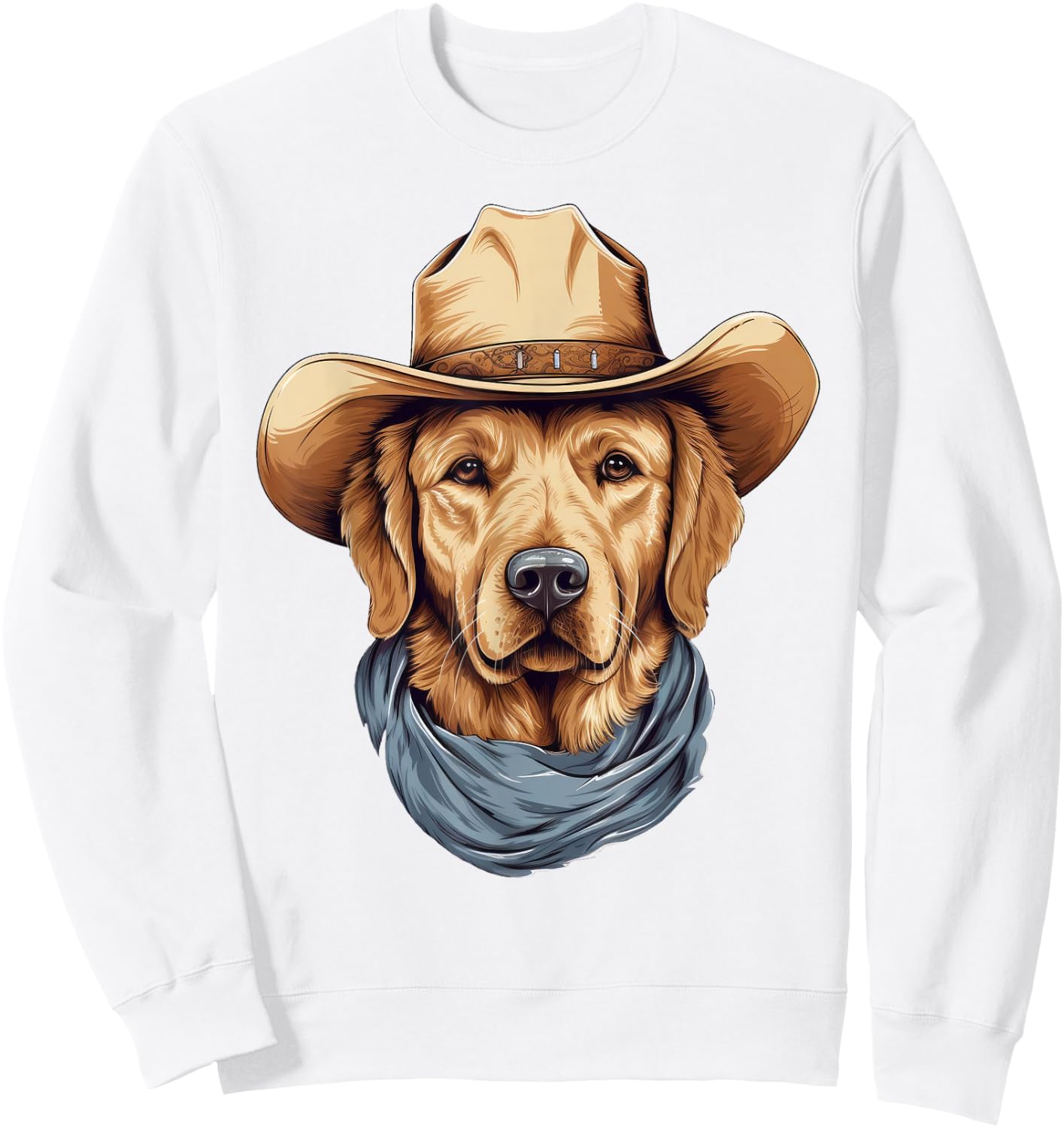 Golden Retriever Dog in Cowboy Hat Golden Retriever Lovers Sweatshirt - Sweatshirt | White