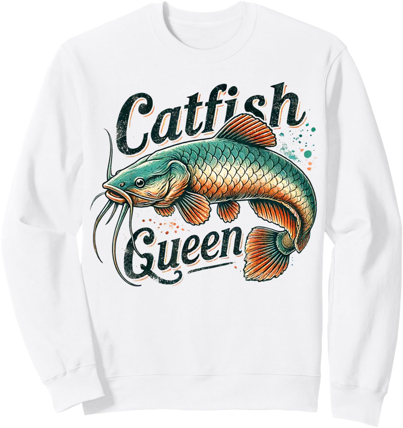 Catfish Queen Unique Catfishing Lover Women Anglers Sweatshirt - Sweatshirt | White