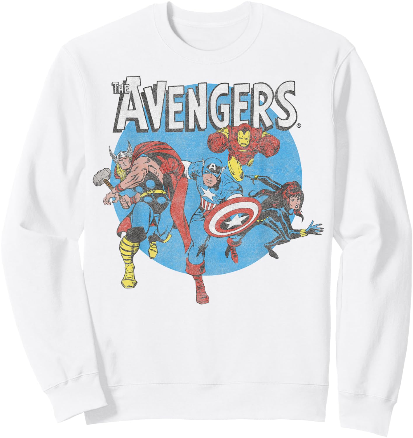 Marvel The Avengers Retro Group Shot Circle Sweatshirt - Sweatshirt | White