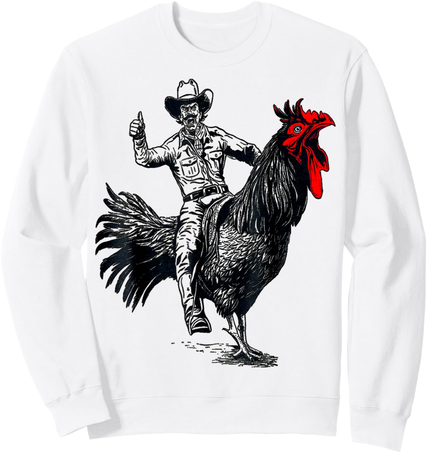 funny design Bachelorette Party cool Cowboy Riding Chicken Sweatshirt - Sweatshirt | White