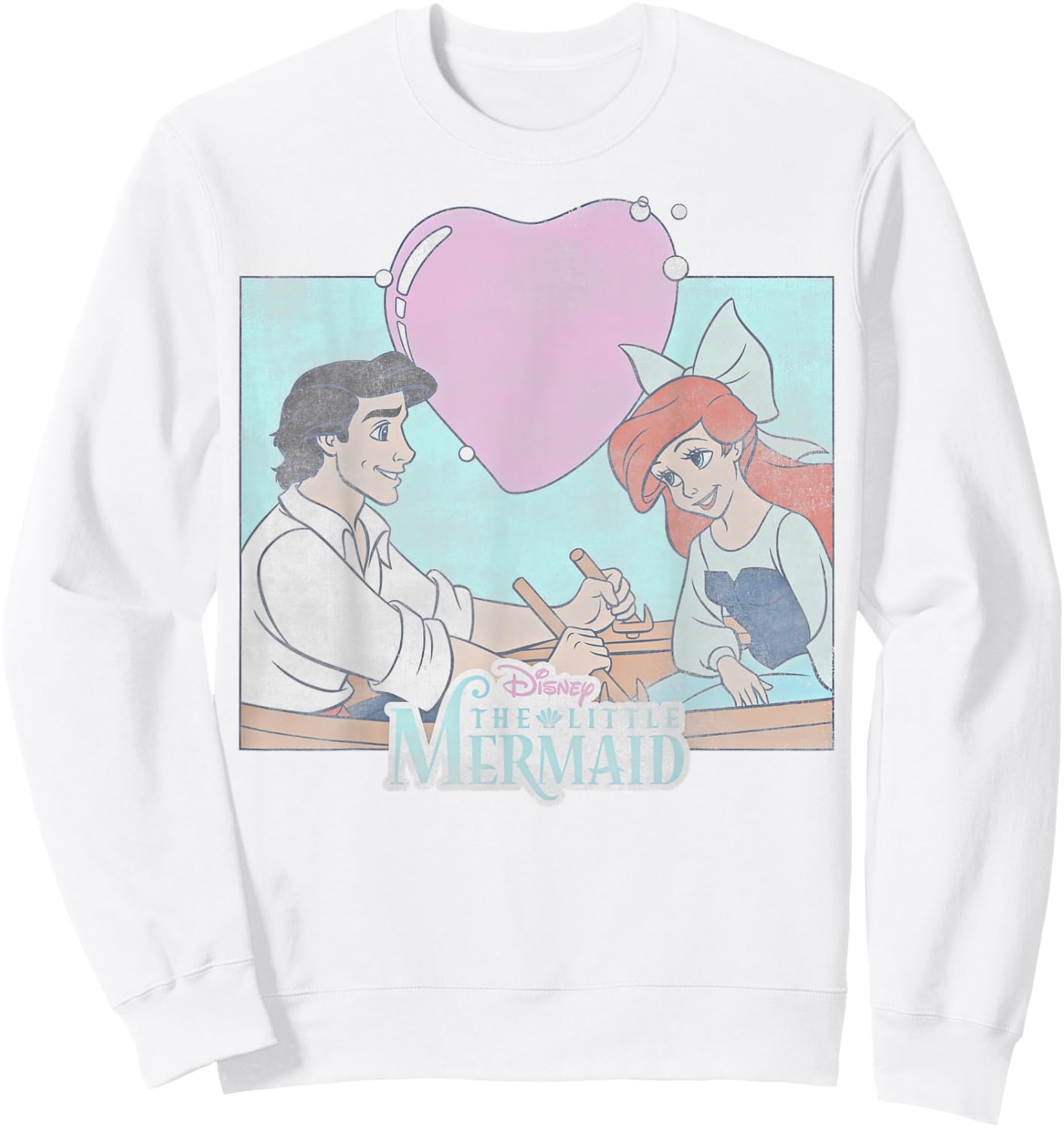 Disney The Little Mermaid Eric & Ariel Heart Portrait Small Sweatshirt - Sweatshirt | White